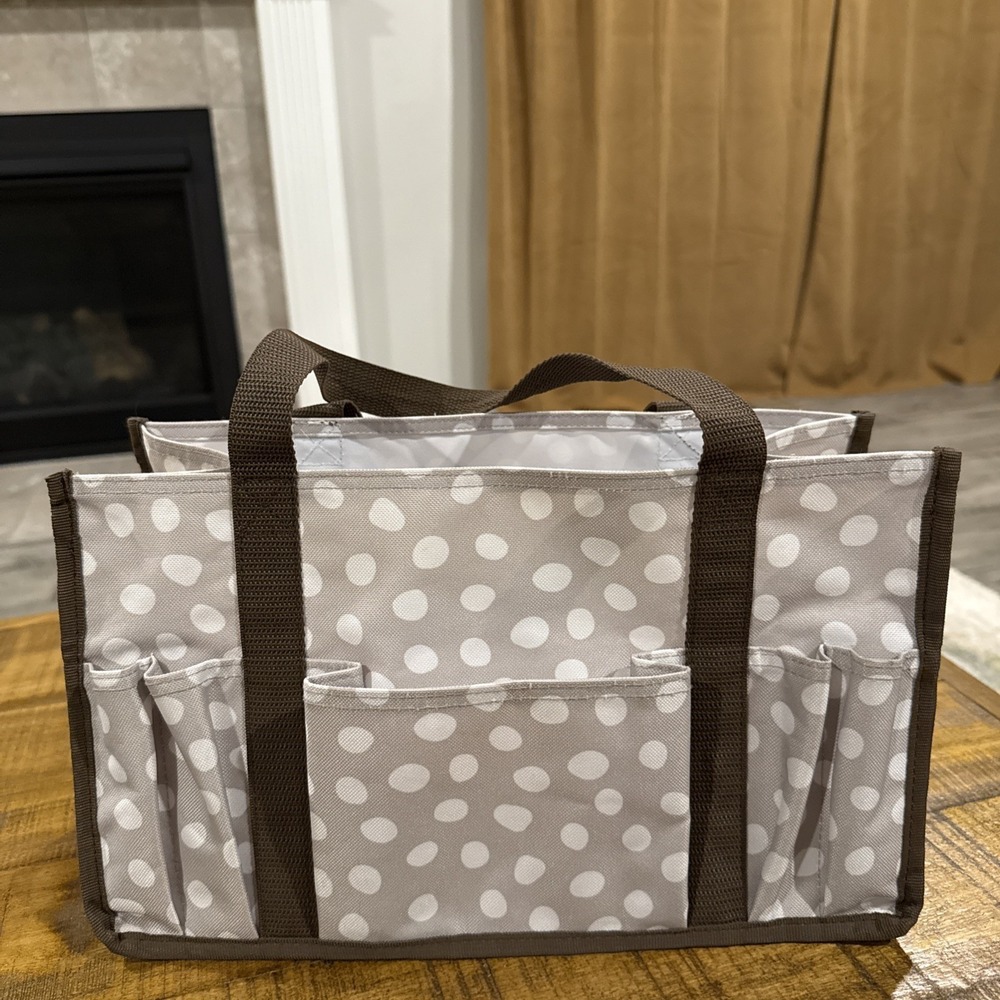 Thirty-One Grab & Go Caddy - Beige Polka Dot Preowned